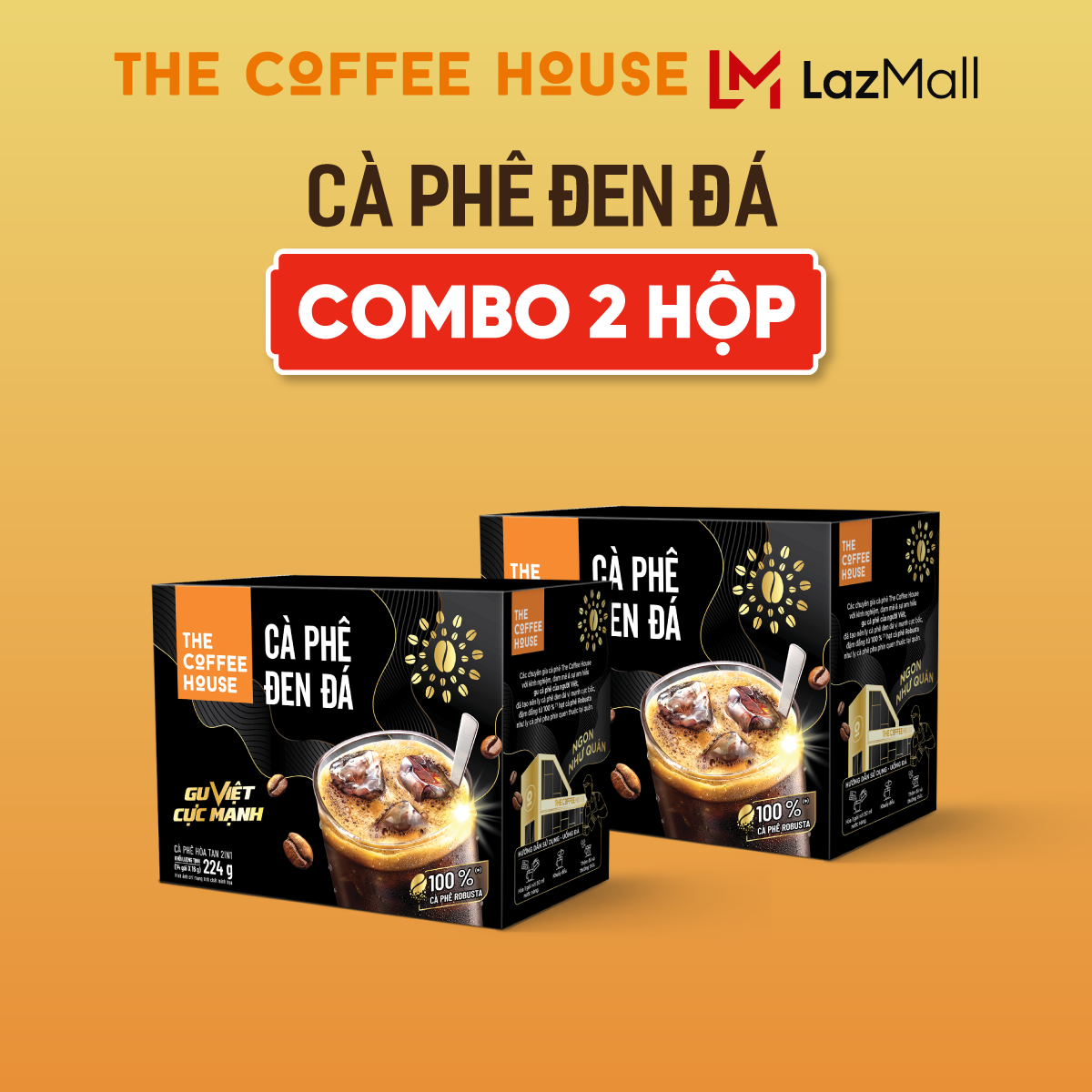 DUY NHẤT 5-7.5 COMBO 2 TẶNG 1 - Hộp cà phê đen đá The Coffee House Hộp 14