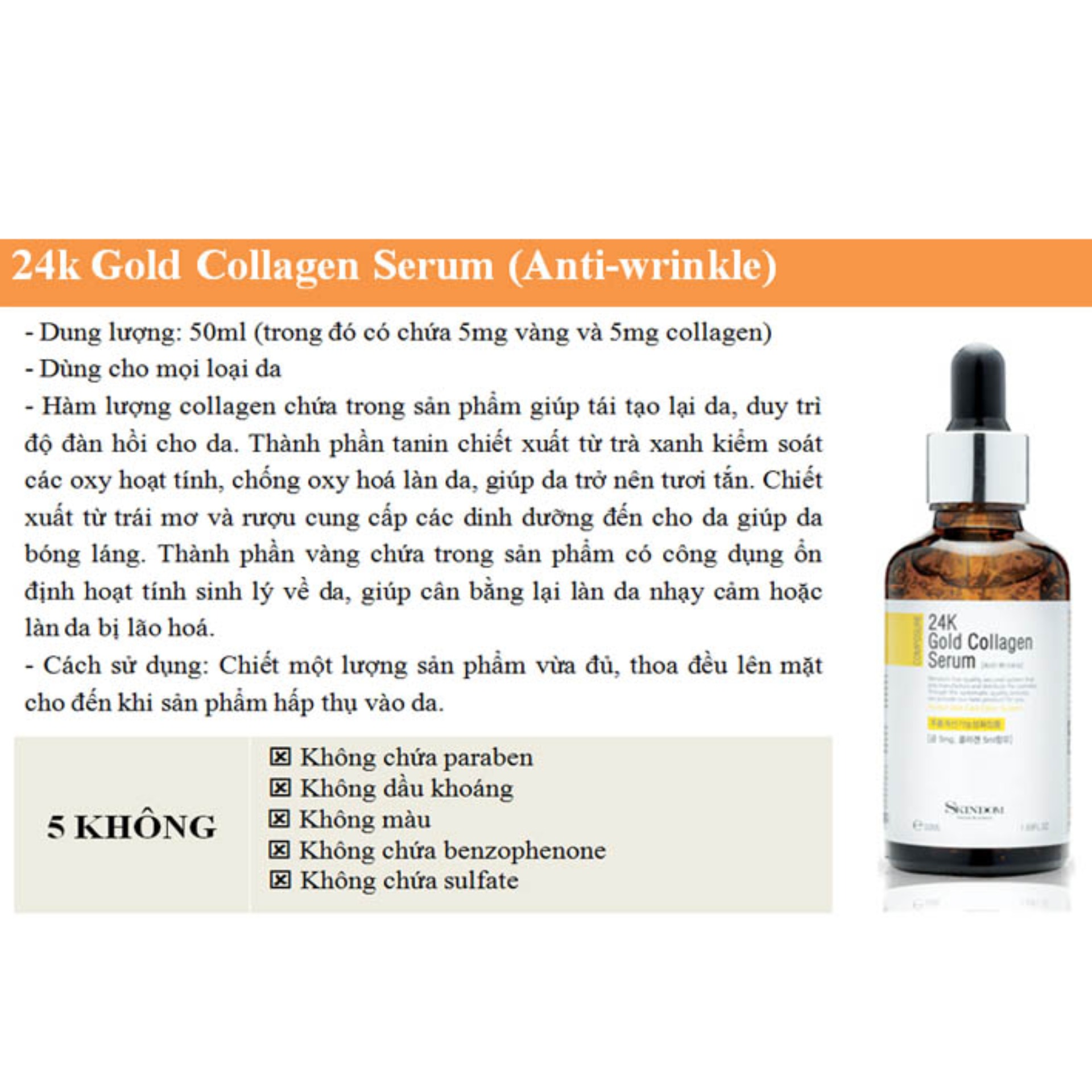 Tinh chất Vàng Trắng Da Dew & Dew 24K Collagen Serum 50ml