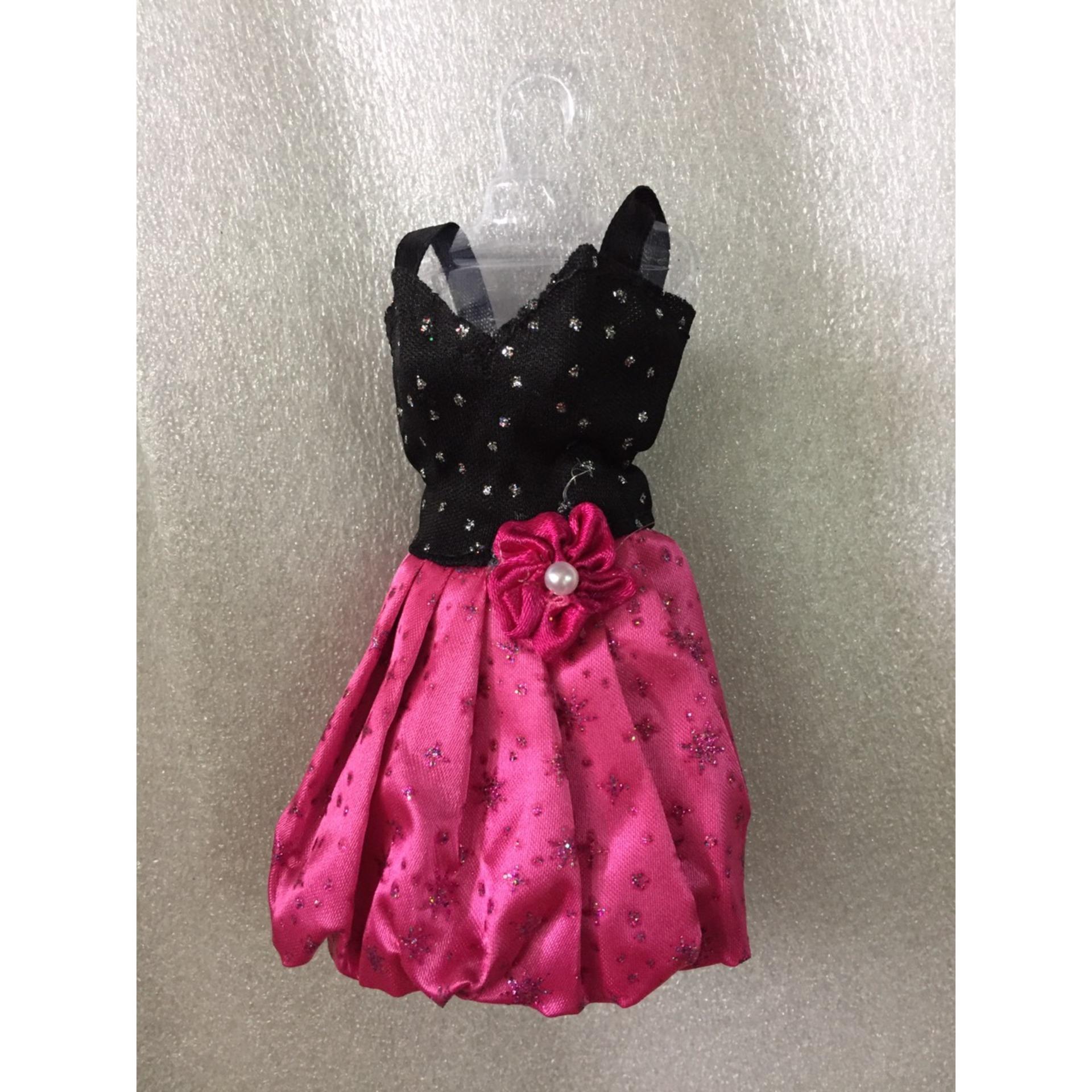 Đầm búp bê 30 cm - hồng đen