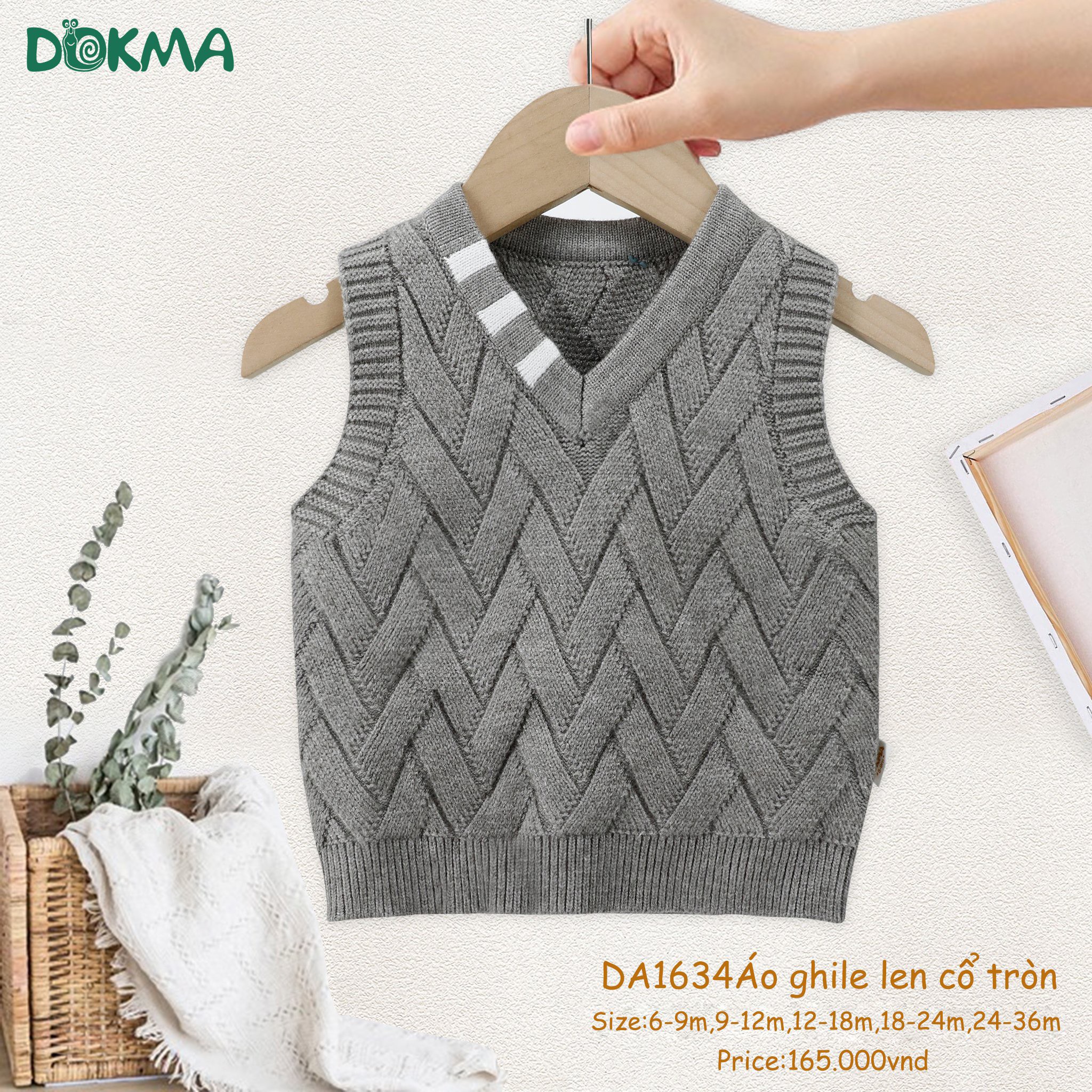 Dokma - Áo gile len cổ tròn Dokma cho bé trai, bé gái