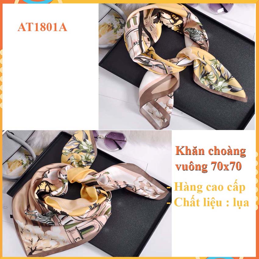 [HCM]Khăn choàng lụa vuông cao cấp at1801- Lụa-satin- khăn choàng cổ điệu đà cho phái nữ