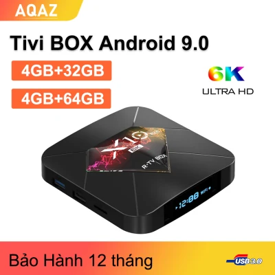 AQAZ TV Box X10 Plus Android 9.0 4GB RAM 32GB / 64GB Smart TV BOX Allwinner H6 hỗ trợ 2.4G WiFi 6K H.265 media player