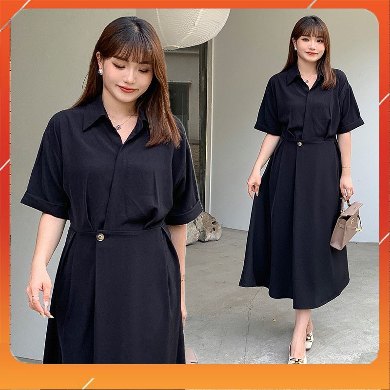 Đầm Big Size (50KG-95KG) Dáng Dài Cúc Eo Form Xòe