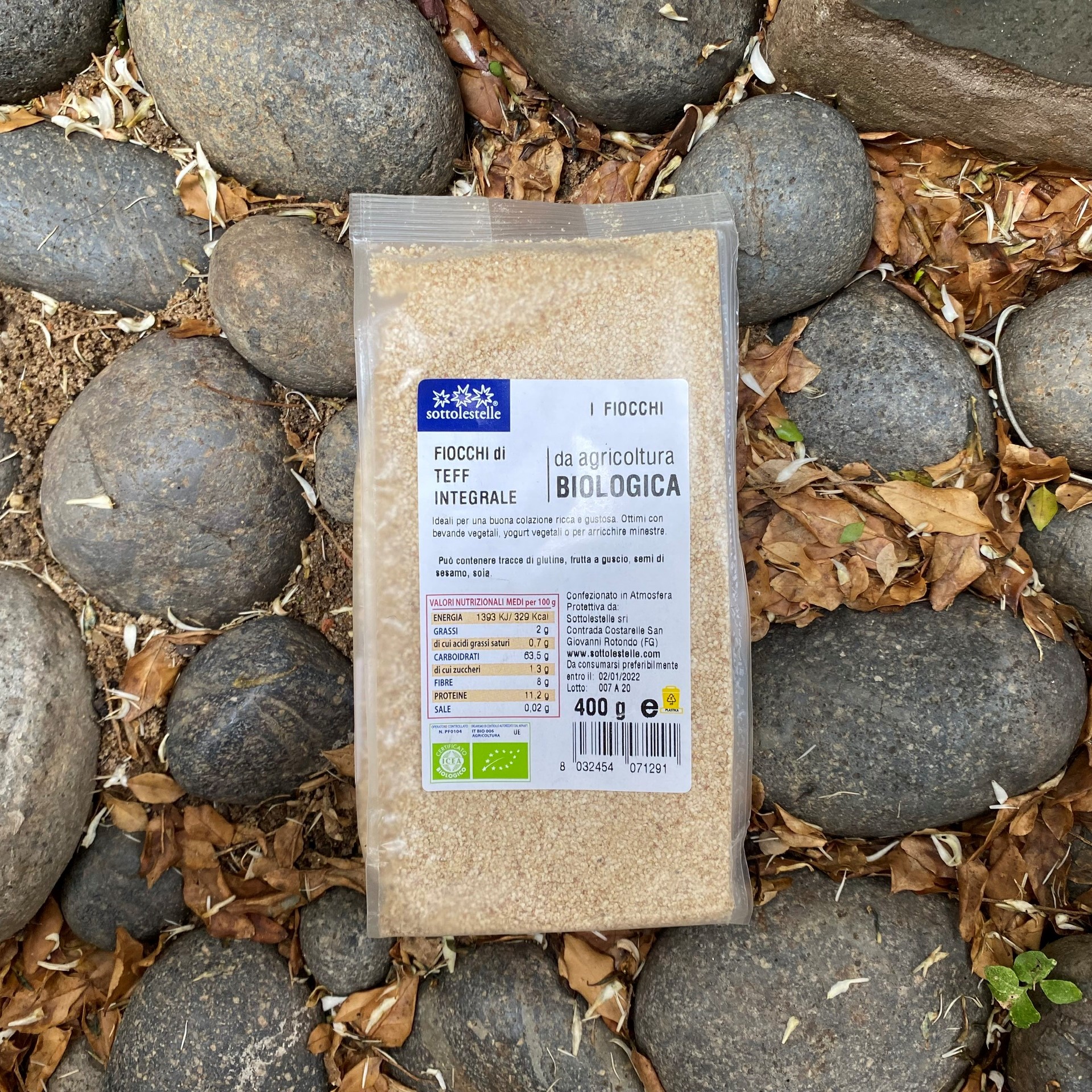 Hạt Teff  hữu cơ cán vụn Sottolestelle 400g