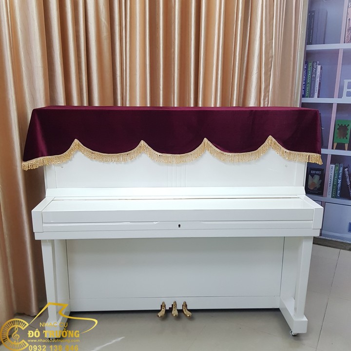 Khăn Phủ Đàn Piano nhung đỏ cao cấp mềm mịn