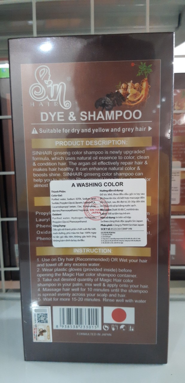 DAU GOI NHUOM TOC SIN HAIR 500ML ( ĐEN/ NÂU)