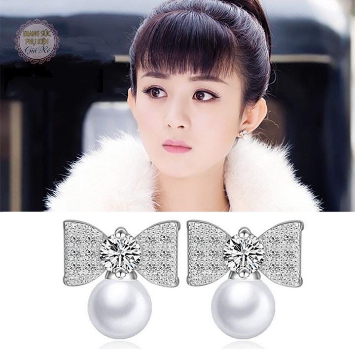 [HCM]Bông tai nơ hạt châu mẫu mới HT205 S925