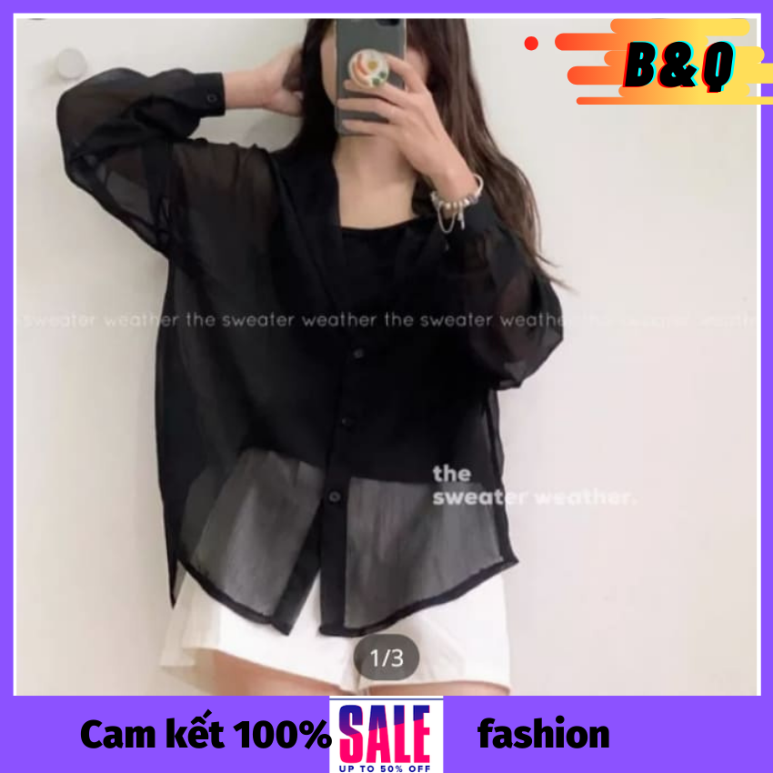 Áo SƠ MI voan lụa mỏng thời trang có tặng kèm áo hai dây bên trong thời trang B&Q. Siêu mềm mịn tôn dáng dễ phối đồ khi lên dáng .
