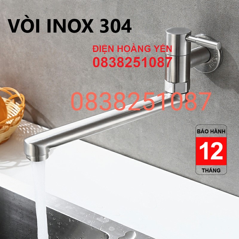 Vòi hồ mỏ dài inox 304 xoay 360