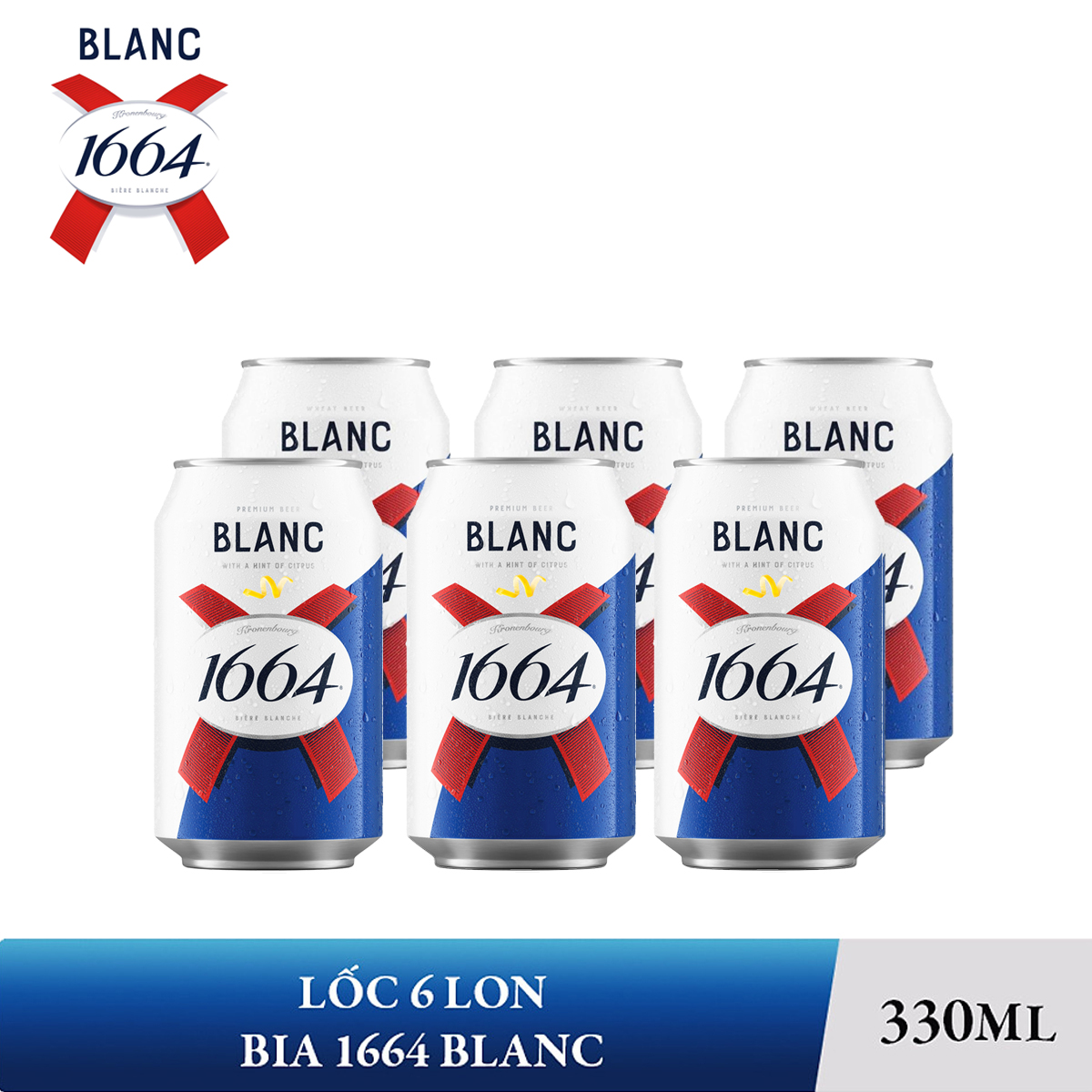 Lốc 6 lon bia kronenbourg 1664 blanc 330ml