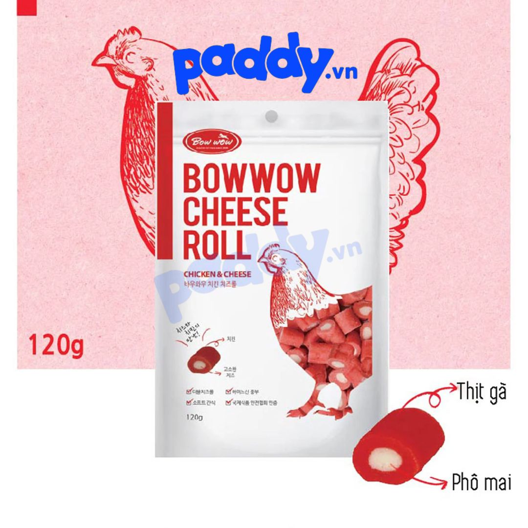Bánh Thưởng Cho Chó Phô Mai Cuộn Gà Bowwow Cheese Roll 120g