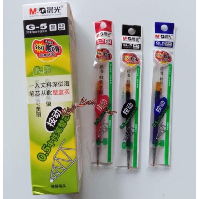 20 Ngòi thay cho bút nước dạng bấm g5, cam kết hàng đúng mô tả, chất lượng đảm bảo, an toàn đến sức khỏe người sử dụng, đa dạng mẫu mã, màu sắc, kích cỡ