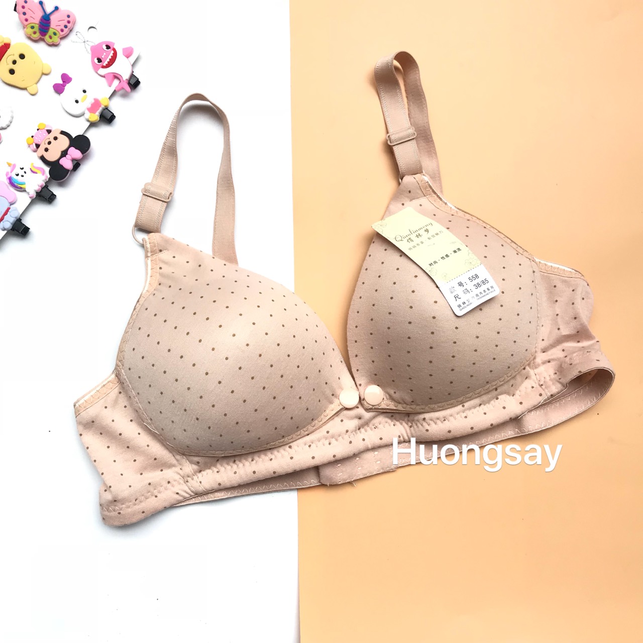 Áo ngực cho con Bú mở cúc họa tiết chấm bi MS558