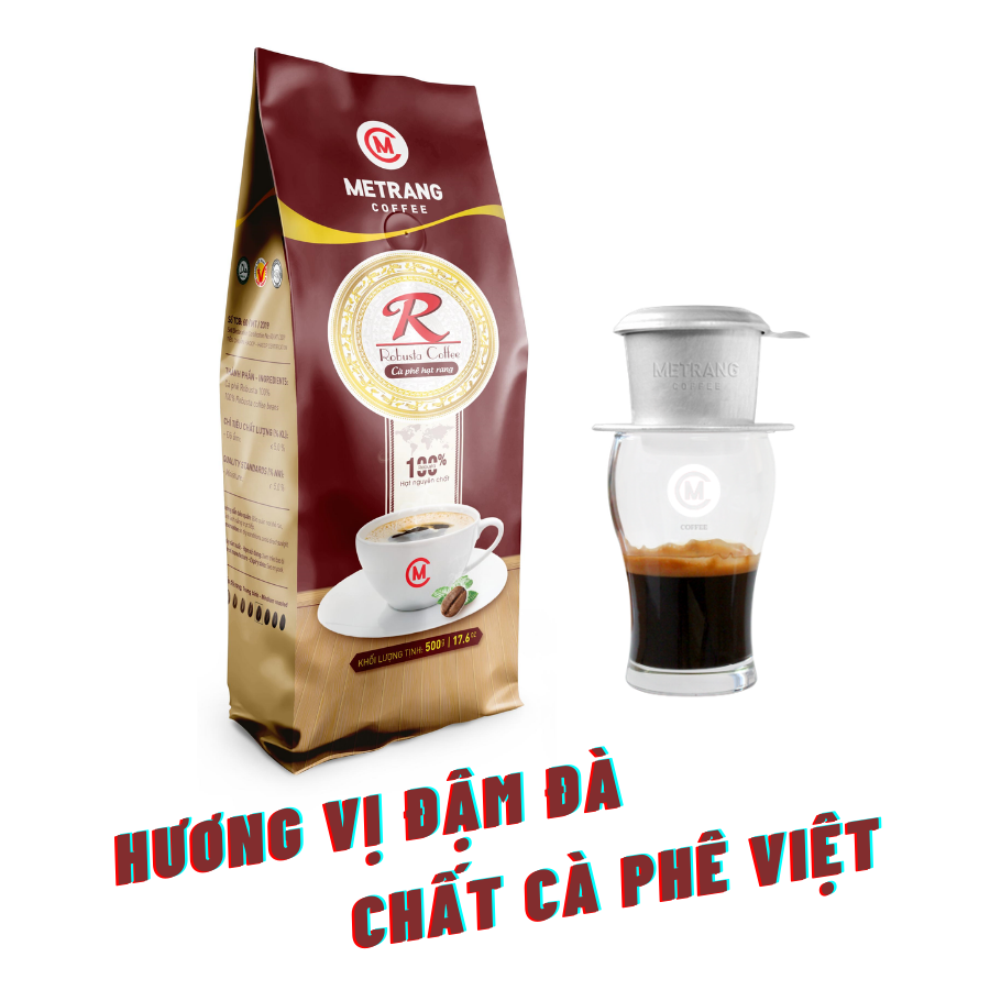 Cà Phê Robusta Mê Trang - túi hạt 500g - cà phê nguyên chất - pha phin