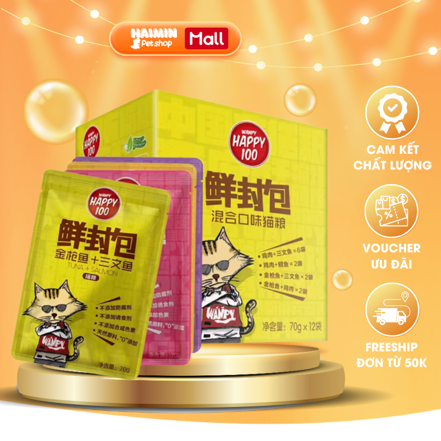 Pate Mèo Con Wanpy Happy Tốt Cho Đường RuộtGiúp Ổn Định Tiêu Hóa