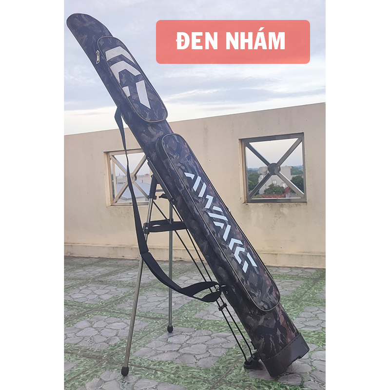 Túi đựng cần câu 2 ngăn 1m25 dạng cứng có chân đứng chuyên bao đựng cần câu tay phụ kiện có chân đứng - đồ câu 247