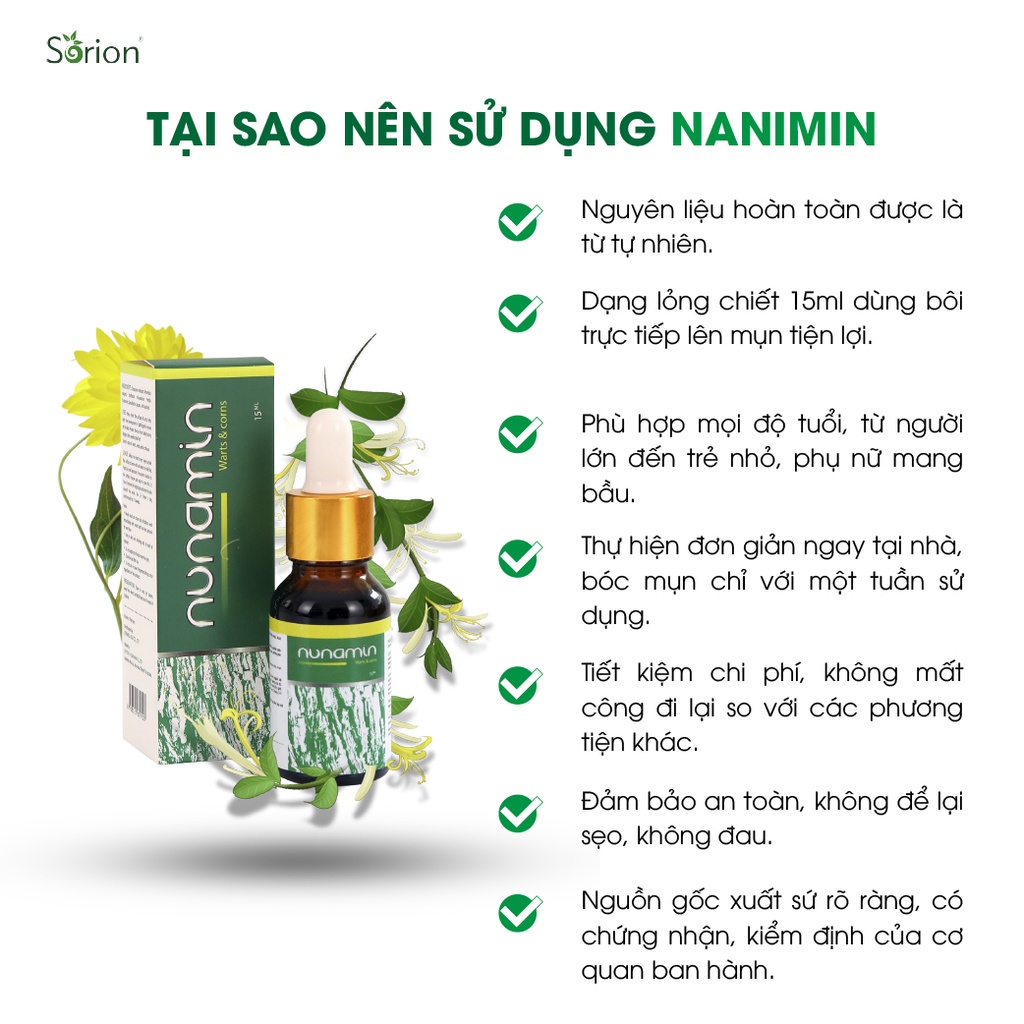 Nunamin Serum 15ML - Cho da Mụn cóc, Mụn cơm, Mắt cá chân, Chai