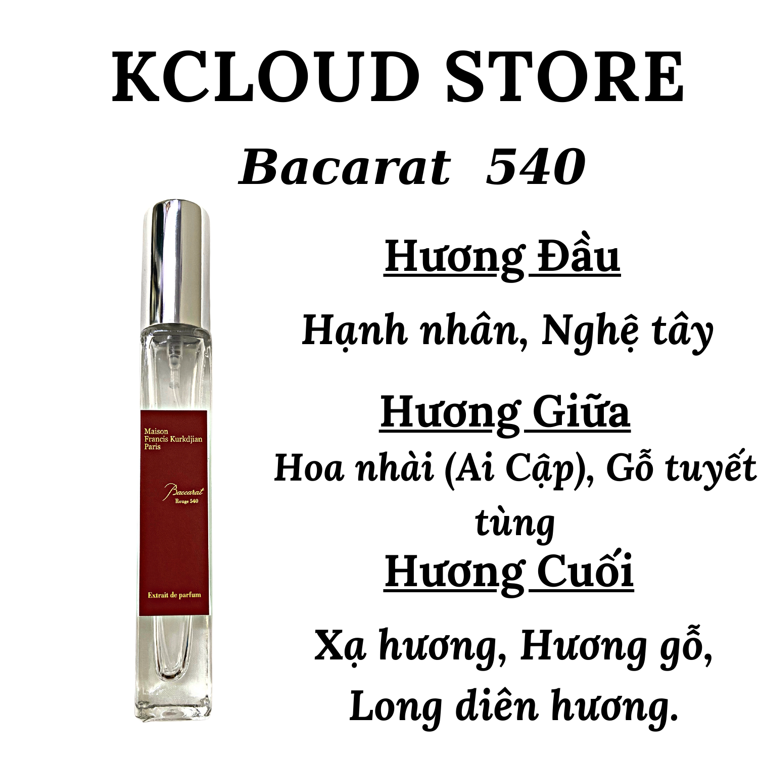 Nước hoa unisex Bacarat  540 chiết 10ml