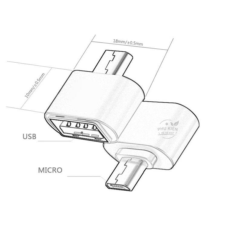 [HCM]Đầu chuyển đổi từ USB 2.0 sang Micro USB (Trắng)