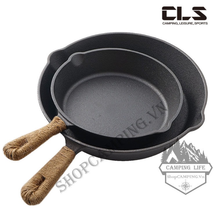 Chảo gang thô đúc thủ công kiểu nhật nguyên khối size 20/26 cm chống dính