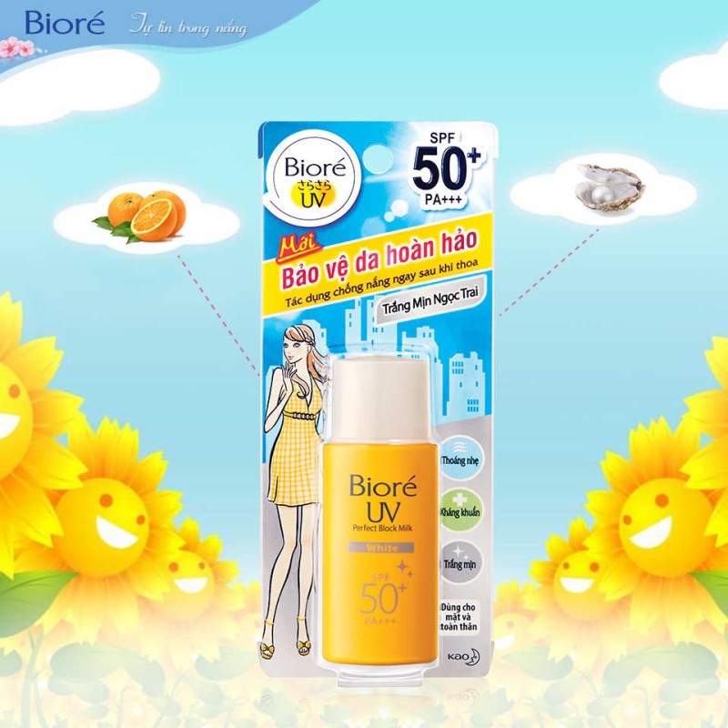 kem chống nắng Biore UV Perfect Protect Milk White SPF 50 PA+++ 25ml