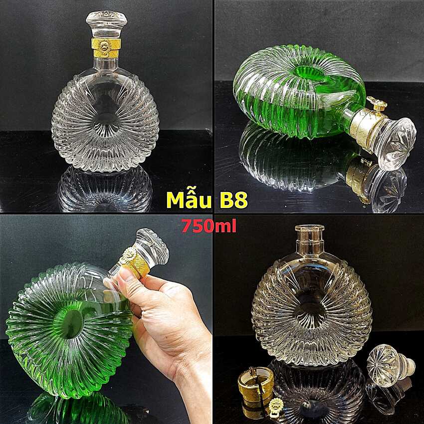 Glass bottle 750ml – XO ROYAL design - 1 bottle (B8 pattern)