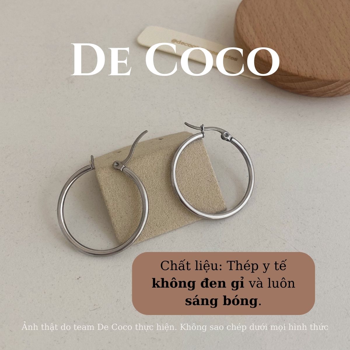 Khuyên tai thép y tế hình tròn Dome De Coco