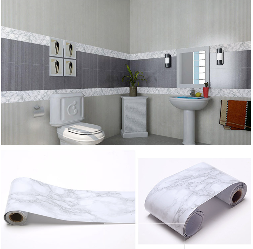 CUỘN DÁN VIỀN TƯỜNG ,CHÂN TƯỜNG MẪU A14 ĐÁ HOA TRẮNG