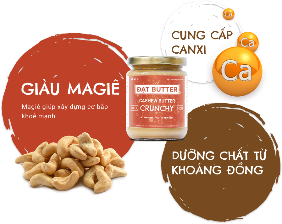 Bơ hạt điều tự nhiên có hạt Đạt Butter 210g