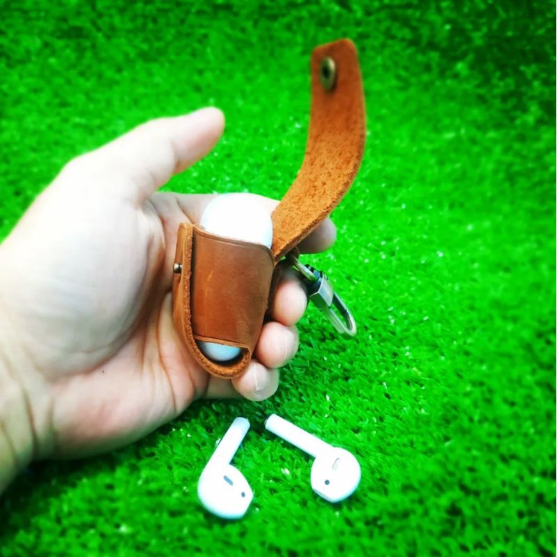 BAO DA AIRPODS 2 TỐI GIẢN (DA THẬT) Handmade