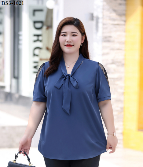 Áo kiểu lụa phối tay ren bigsize -bs3-1021