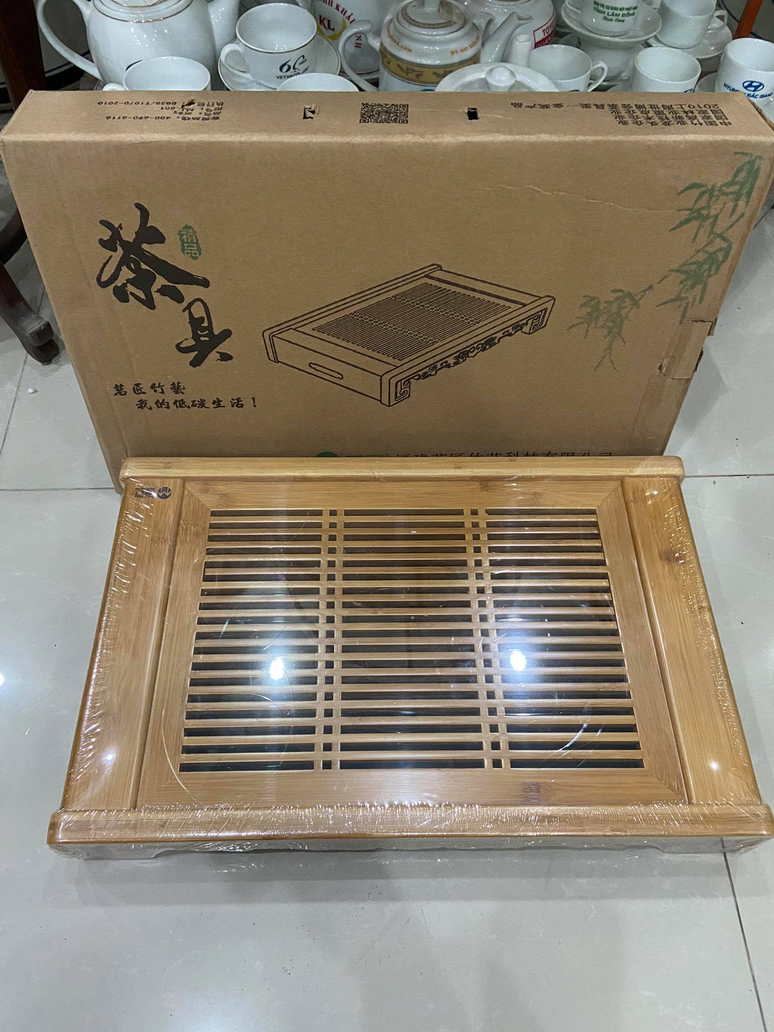 Khay gỗ tre đựng ấm chén cao cấp
