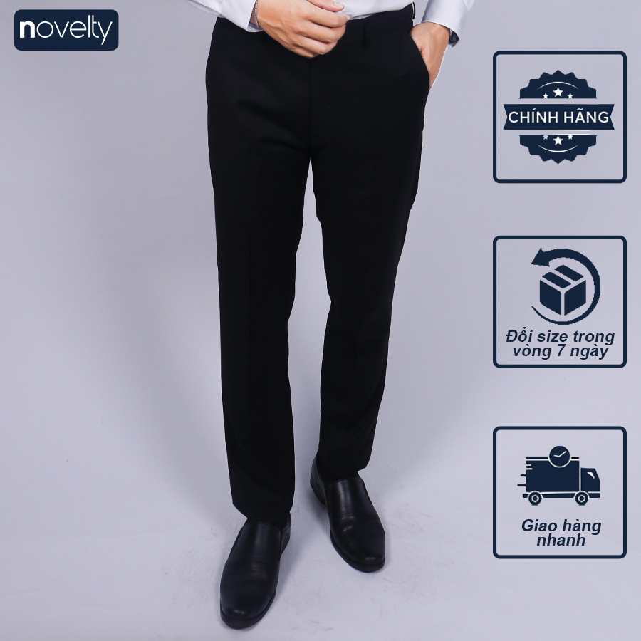 Quần tây nam novelty slim fit 0ply màu đen nqtmmdmprf2308200