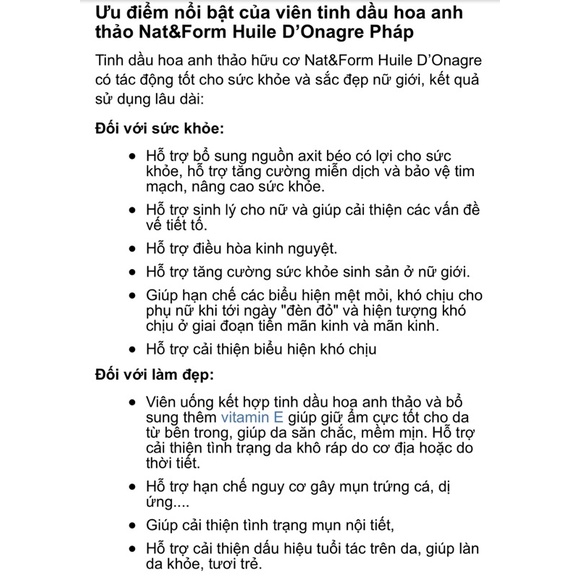 Hoa anh thảo hữu cơ Nat&Form Pháp 200viên