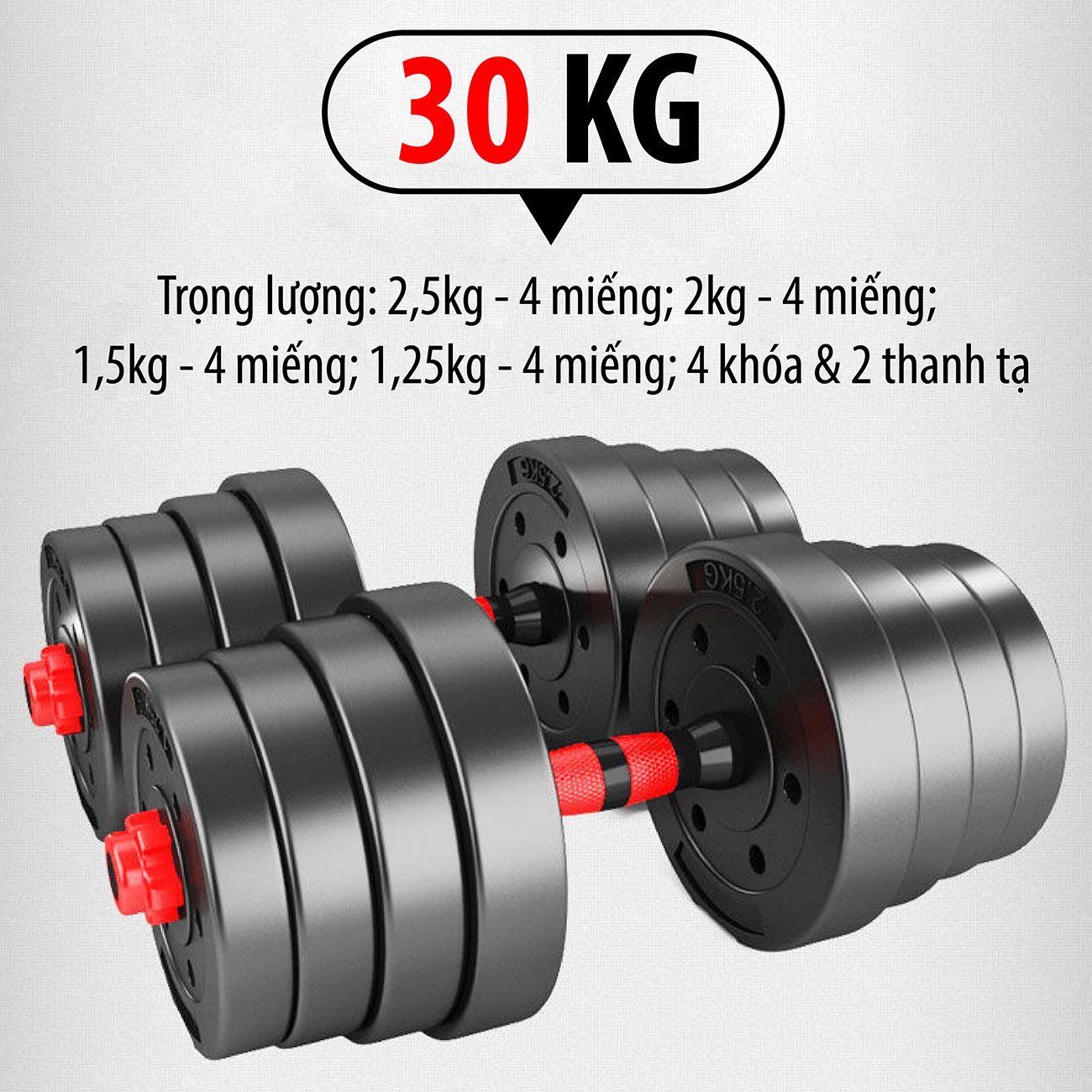 Bộ tạ tập tay đa năng 2 trong 1 “kết hợp tạ đơn và tạ đẩy”