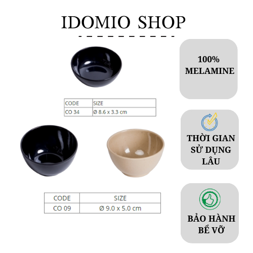 Chén Chấm Nhựa Melamine Nhiều Size Màu Nâu/Đen