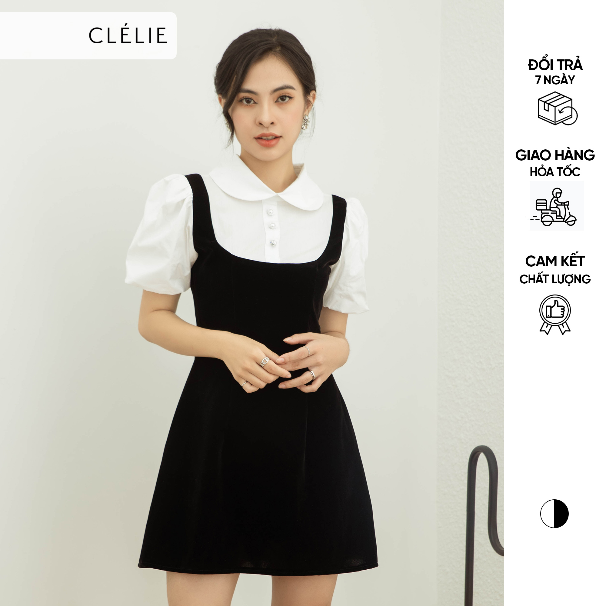CLÉLIE - ĐẦM LILAC DRESS | Đầm cotton nhung suông dài, tay nhún rộng