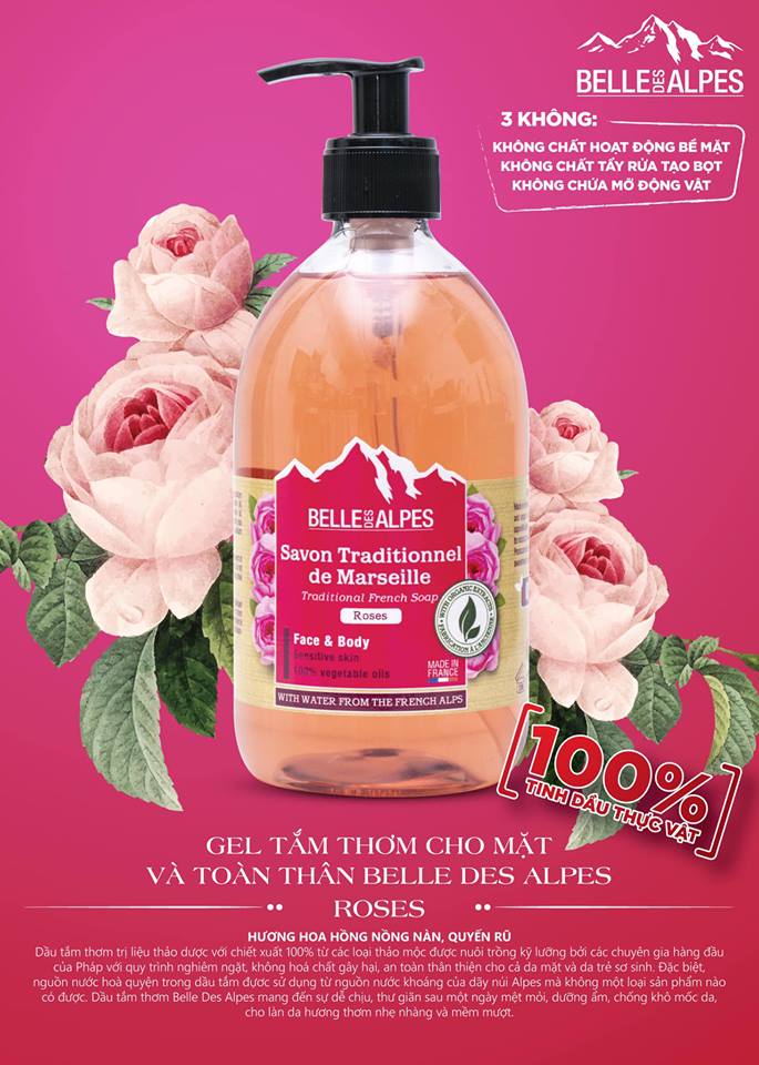 [HCM]Sữa tắm Tinh dầu Organic Pháp Belle Des Alpes