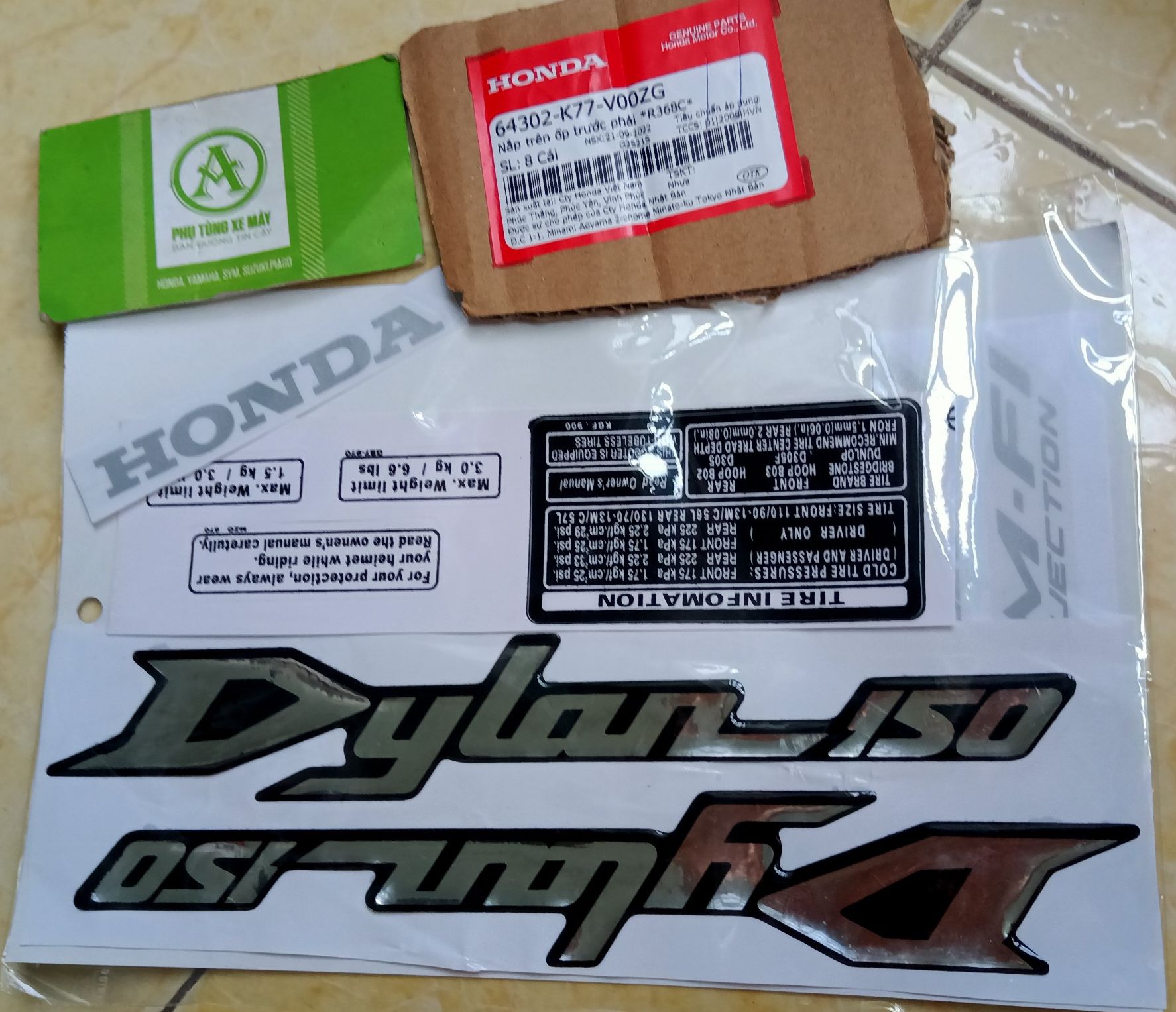 Bộ tem decal chữ nổi Dylan 150