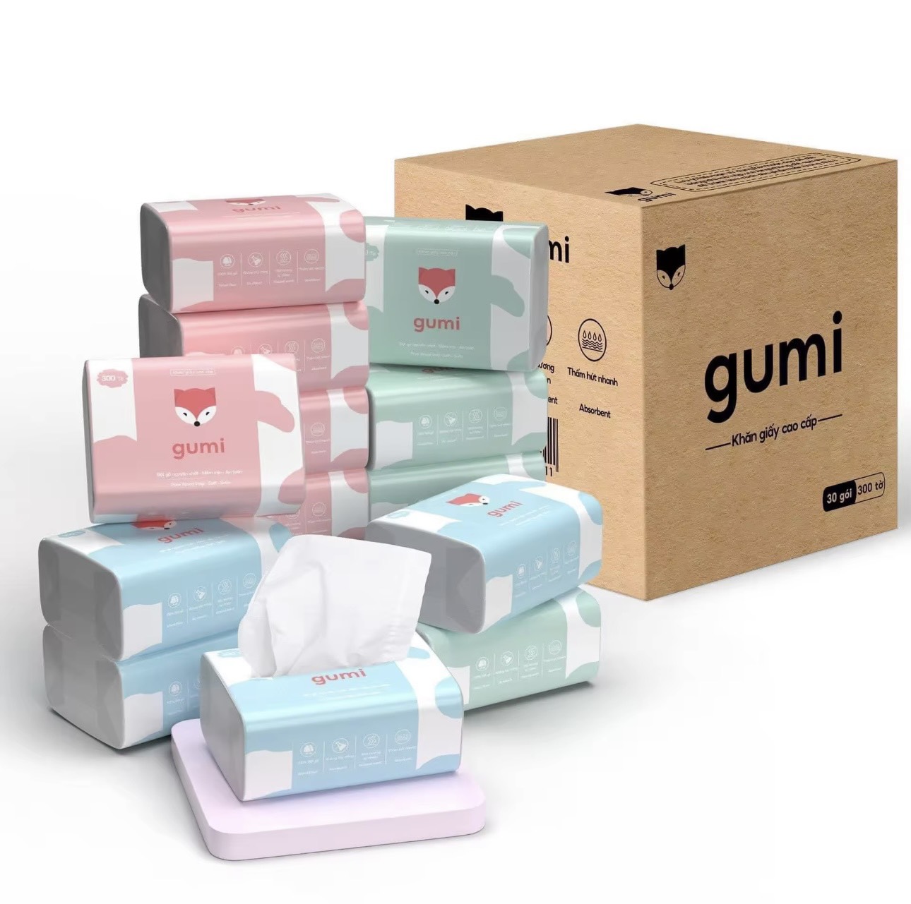 Vpp_ck8871 giấy ăn gấu trúc cao cấp giấy ăn gumi thùng 30 gói rút mền mịn ,siêu dai .. .
