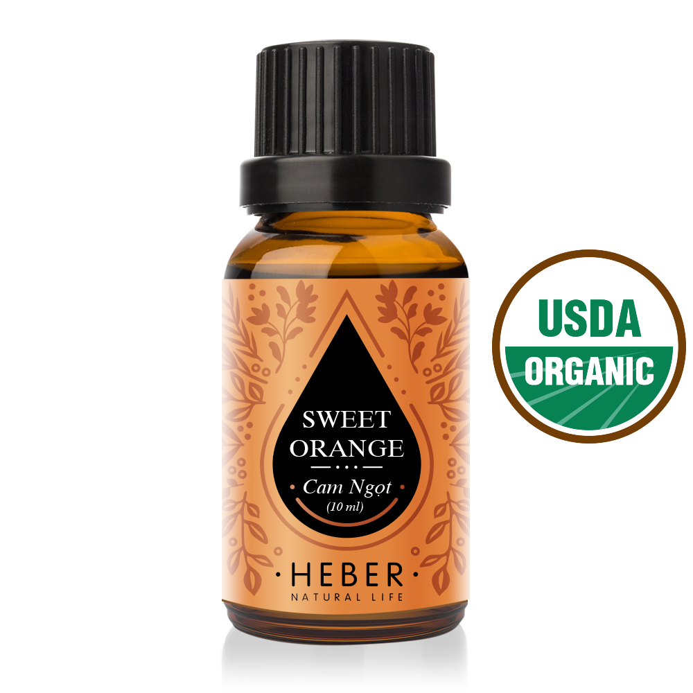 Tinh Dầu Cam Ngọt Sweet Orange Essential Oil Heber Natural Life, 100% Thiên Nhiên Nguyên Chất, Cao Cấp Nhập Khẩu, Hương Dịu Nhẹ