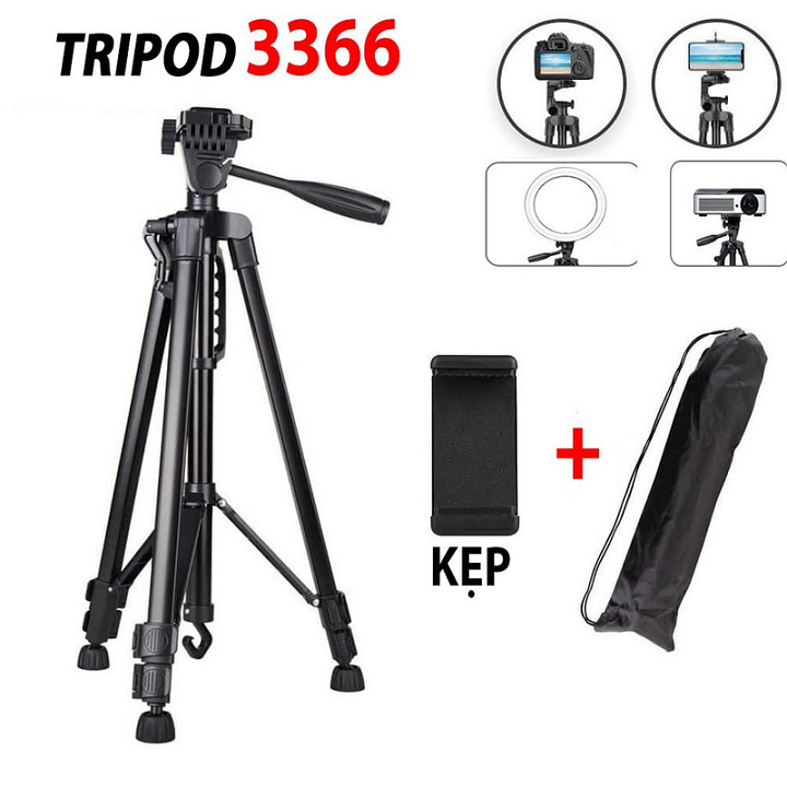 Chân giá đỡ Tripod 3366 cao 140cm có tay cầm