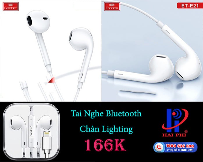 Tai nghe Bluetooth chân Lightning Earldom E21(2 tai)