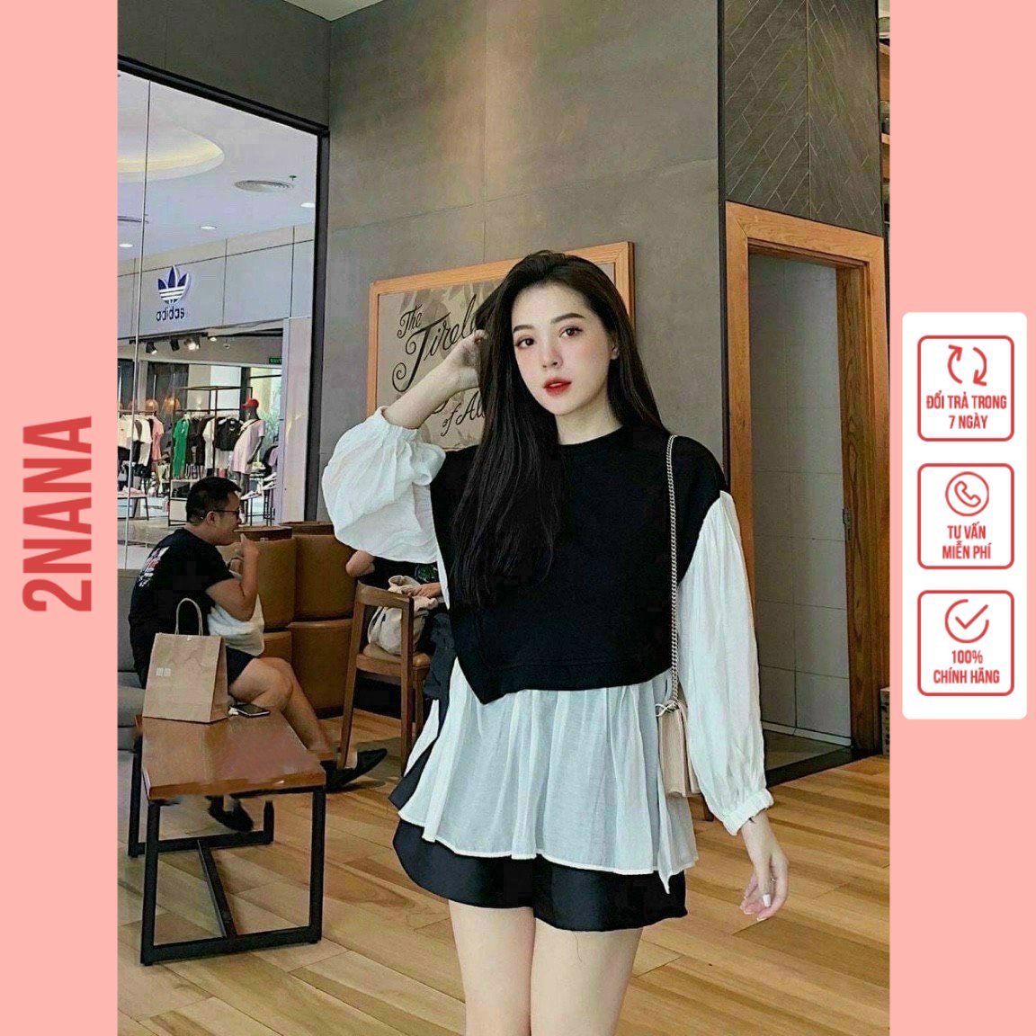 Áo bầu thu đông công sở, áo bầu dài tay baby doll thiết kế chất côtton phối sơ mi đẹp