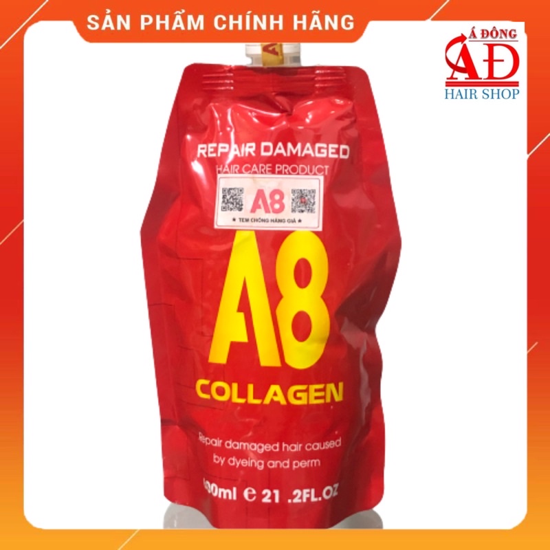 DẦU HẤP Ủ TÓC COLLAGEN A8 PHỤC HỒI SIÊU MƯỢT (ĐỎ) 600ML