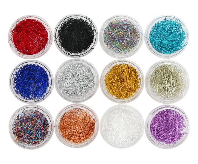 sét sợi kim tuyến dạng que 12 màu trang trí nail