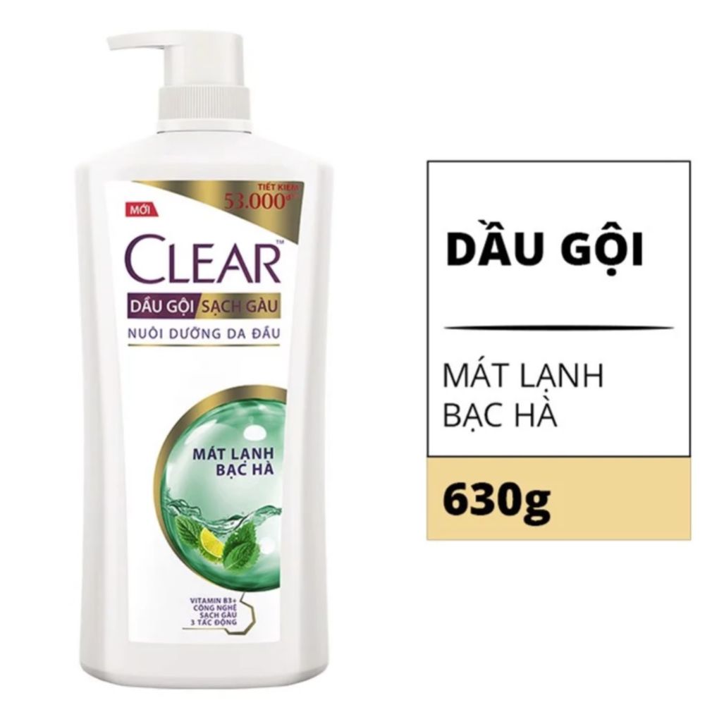 [HCM]Dầu gội Clear mát lạnh bạc hà chai 650g