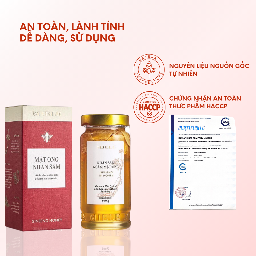 Mật Ong Nhân Sâm Miele 250g, 400g