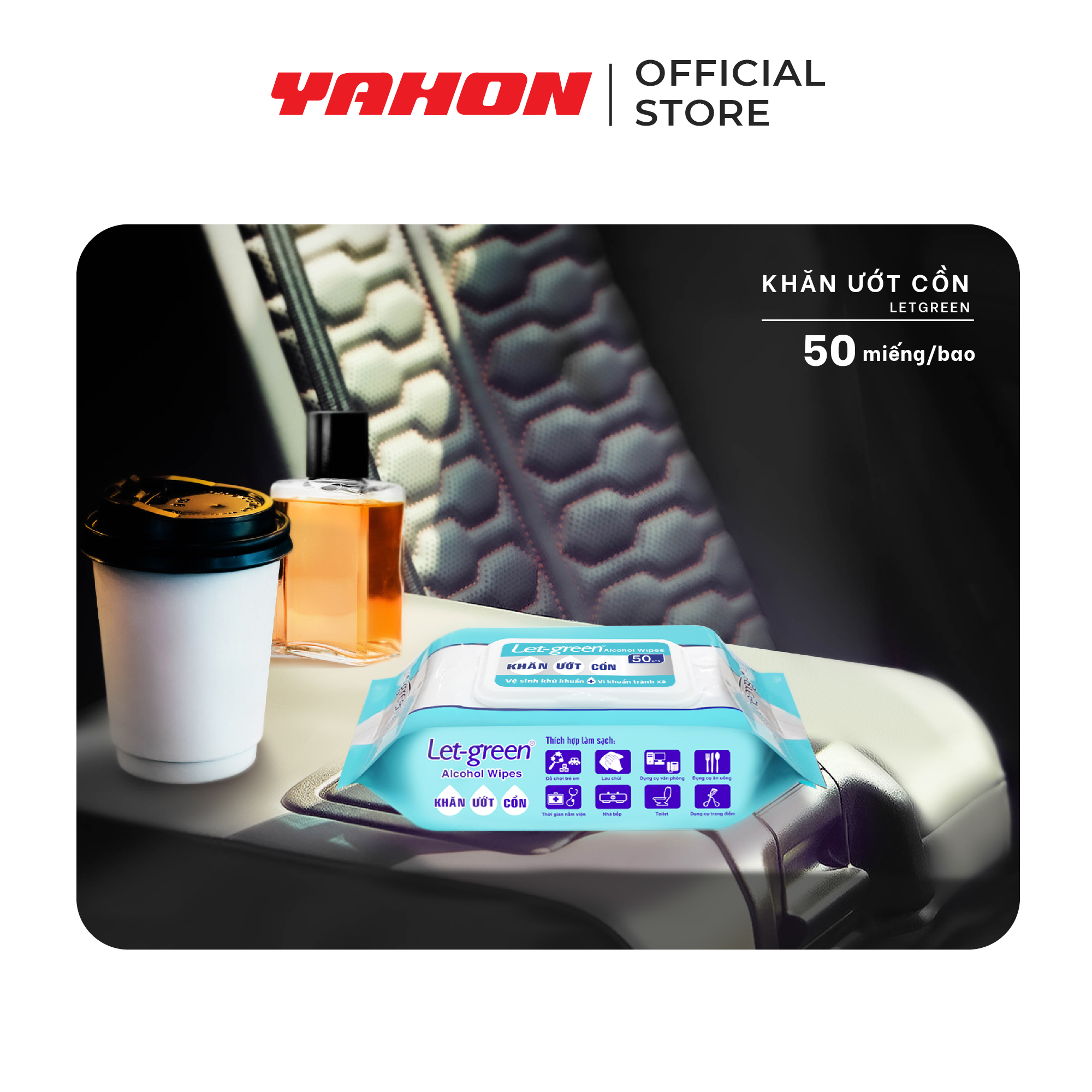 Khăn Ướt Cồn LET-GREEN 50 Miếng/Bao