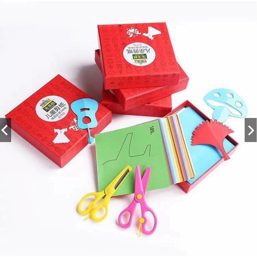 Bộ cắt giấy thủ công cho bé (96 tờ + 1 kéo )
